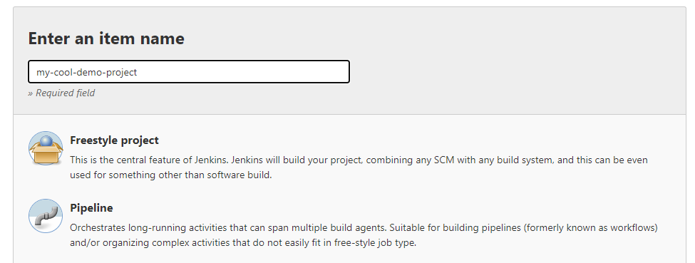 Create a new project in Jenkins for CI.